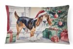 Waiting on Christmas Throw Pillow Throw Pillow for Indoor Couch Bed Outdoor Patio Washable, Basset Hound 1238,12Hx16W