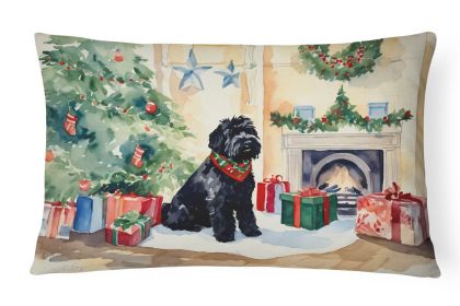 Cozy Christmas Throw Pillow Throw Pillow for Indoor Couch Bed Outdoor Patio Washable, Black Russian Terrier 2613,12Hx16W