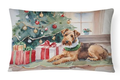 Cozy Christmas Throw Pillow Throw Pillow for Indoor Couch Bed Outdoor Patio Washable, Airedale Terrier 2588,12Hx16W