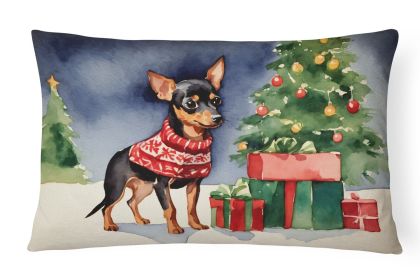 Cozy Christmas Throw Pillow Throw Pillow for Indoor Couch Bed Outdoor Patio Washable, Miniature Pinscher 2706,12Hx16W