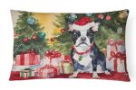 Waiting on Christmas Throw Pillow Throw Pillow for Indoor Couch Bed Outdoor Patio Washable, Boston Terrier 1275,12Hx16W