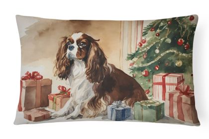 Waiting on Christmas Throw Pillow Throw Pillow for Indoor Couch Bed Outdoor Patio Washable, Cavalier Spaniel 1314,12Hx16W