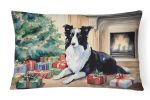 Waiting on Christmas Throw Pillow Throw Pillow for Indoor Couch Bed Outdoor Patio Washable, Border Collie 1270,12Hx16W