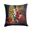 Irish Wolfhound and Santa Claus Throw Pillow Machine Washable, Indoor Outdoor Decorative Pillow for Couch, Bed or Patio, 14Hx14W