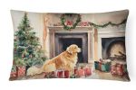 Waiting on Christmas Throw Pillow Throw Pillow for Indoor Couch Bed Outdoor Patio Washable, Golden Retriever 1362,12Hx16W