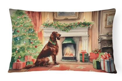 Waiting on Christmas Throw Pillow Throw Pillow for Indoor Couch Bed Outdoor Patio Washable, Irish Setter 1366,12Hx16W