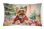 Waiting on Christmas Throw Pillow Throw Pillow for Indoor Couch Bed Outdoor Patio Washable, Yorkie 1399,12Hx16W