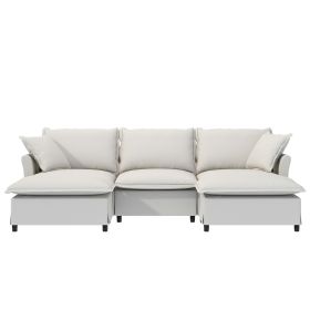 [New+Video] Chenille Sectional Sofa with Ottoman,U Shaped Cloud Sleeper Couch Set with Pillows,Free Combination