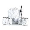 Stainless Steel Ice Bucket with Rocks Glass Set, Marble