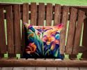 Colorful Calla Lilies Throw Pillow Machine Washable, Indoor Outdoor Decorative Pillow for Couch, Bed or Patio, 14Hx14W