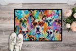 NEW Boxer Hippie Dawg Doormat Front Door Mat Indoor Outdoor Rugs for Entryway, Non Slip Washable Low Pile, 18H X 27W