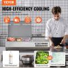VEVOR Refrigerated Condiment Prep Station, 130 W Countertop Refrigerated Condiment Station, with 1 1/3 Pan & 4 1/6 Pans, 304 Stainless Body and PC Lid