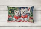 Waiting on Christmas Throw Pillow Throw Pillow for Indoor Couch Bed Outdoor Patio Washable, Westie 1385,12Hx16W