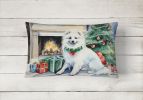 Waiting on Christmas Throw Pillow Throw Pillow for Indoor Couch Bed Outdoor Patio Washable, American Eskimo 1223,12Hx16W
