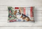Waiting on Christmas Throw Pillow Throw Pillow for Indoor Couch Bed Outdoor Patio Washable, Basset Hound 1237,12Hx16W