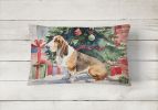 Waiting on Christmas Throw Pillow Throw Pillow for Indoor Couch Bed Outdoor Patio Washable, Basset Hound 1239,12Hx16W