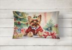 Waiting on Christmas Throw Pillow Throw Pillow for Indoor Couch Bed Outdoor Patio Washable, Yorkie 1399,12Hx16W