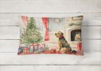 Waiting on Christmas Throw Pillow Throw Pillow for Indoor Couch Bed Outdoor Patio Washable, Airedale Terrier 1213,12Hx16W