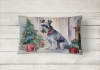 Waiting on Christmas Throw Pillow Throw Pillow for Indoor Couch Bed Outdoor Patio Washable, Schnauzer 1373,12Hx16W