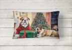 Waiting on Christmas Throw Pillow Throw Pillow for Indoor Couch Bed Outdoor Patio Washable, English Bulldog 1305,12Hx16W