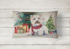 Waiting on Christmas Throw Pillow Throw Pillow for Indoor Couch Bed Outdoor Patio Washable, Westie 1383,12Hx16W