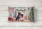 Waiting on Christmas Throw Pillow Throw Pillow for Indoor Couch Bed Outdoor Patio Washable, Doberman Pinscher 1352,12Hx16W