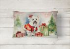 Waiting on Christmas Throw Pillow Throw Pillow for Indoor Couch Bed Outdoor Patio Washable, Westie 1381,12Hx16W