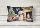 Waiting on Christmas Throw Pillow Throw Pillow for Indoor Couch Bed Outdoor Patio Washable, Bearded Collie 1251,12Hx16W