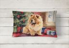 Waiting on Christmas Throw Pillow Throw Pillow for Indoor Couch Bed Outdoor Patio Washable, Chow Chow 1332,12Hx16W