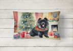 Waiting on Christmas Throw Pillow Throw Pillow for Indoor Couch Bed Outdoor Patio Washable, Chow Chow Black 1327,12Hx16W