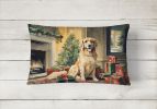 Waiting on Christmas Throw Pillow Throw Pillow for Indoor Couch Bed Outdoor Patio Washable, Golden Retriever 1363,12Hx16W