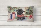 Waiting on Christmas Throw Pillow Throw Pillow for Indoor Couch Bed Outdoor Patio Washable, Affenpinscher 1210,12Hx16W
