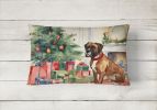 Waiting on Christmas Throw Pillow Throw Pillow for Indoor Couch Bed Outdoor Patio Washable, Boxer Fawn 1290,12Hx16W