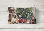 Cozy Christmas Throw Pillow Throw Pillow for Indoor Couch Bed Outdoor Patio Washable, Pug 2732,12Hx16W