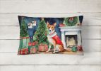 Waiting on Christmas Throw Pillow Throw Pillow for Indoor Couch Bed Outdoor Patio Washable, Basenji 1236,12Hx16W