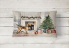 Waiting on Christmas Throw Pillow Throw Pillow for Indoor Couch Bed Outdoor Patio Washable, Airedale Terrier 1216,12Hx16W