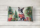 Waiting on Christmas Throw Pillow Throw Pillow for Indoor Couch Bed Outdoor Patio Washable, Boston Terrier 1276,12Hx16W