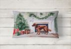 Waiting on Christmas Throw Pillow Throw Pillow for Indoor Couch Bed Outdoor Patio Washable, Irish Setter 1367,12Hx16W