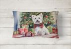 Waiting on Christmas Throw Pillow Throw Pillow for Indoor Couch Bed Outdoor Patio Washable, Westie 1390,12Hx16W