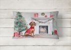 Waiting on Christmas Throw Pillow Throw Pillow for Indoor Couch Bed Outdoor Patio Washable, Dachshund 1348,12Hx16W