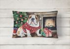 Waiting on Christmas Throw Pillow Throw Pillow for Indoor Couch Bed Outdoor Patio Washable, English Bulldog 1303,12Hx16W