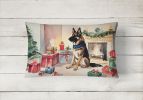 Waiting on Christmas Throw Pillow Throw Pillow for Indoor Couch Bed Outdoor Patio Washable, German Shepherd 1358,12Hx16W