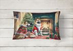 Waiting on Christmas Throw Pillow Throw Pillow for Indoor Couch Bed Outdoor Patio Washable, Akita 1218,12Hx16W