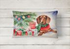 Waiting on Christmas Throw Pillow Throw Pillow for Indoor Couch Bed Outdoor Patio Washable, Dachshund 1347,12Hx16W