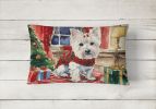 Waiting on Christmas Throw Pillow Throw Pillow for Indoor Couch Bed Outdoor Patio Washable, Westie 1389,12Hx16W