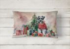 Waiting on Christmas Throw Pillow Throw Pillow for Indoor Couch Bed Outdoor Patio Washable, Schnauzer 1379,12Hx16W