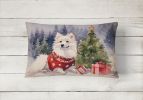 Waiting on Christmas Throw Pillow Throw Pillow for Indoor Couch Bed Outdoor Patio Washable, American Eskimo 1222,12Hx16W