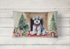 Waiting on Christmas Throw Pillow Throw Pillow for Indoor Couch Bed Outdoor Patio Washable, Schnauzer 1372,12Hx16W