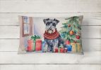 Waiting on Christmas Throw Pillow Throw Pillow for Indoor Couch Bed Outdoor Patio Washable, Schnauzer 1378,12Hx16W