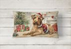 Waiting on Christmas Throw Pillow Throw Pillow for Indoor Couch Bed Outdoor Patio Washable, Airedale Terrier 1215,12Hx16W